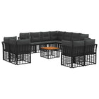 Loungeset 11 personen poly rattan zwart donkergrijs