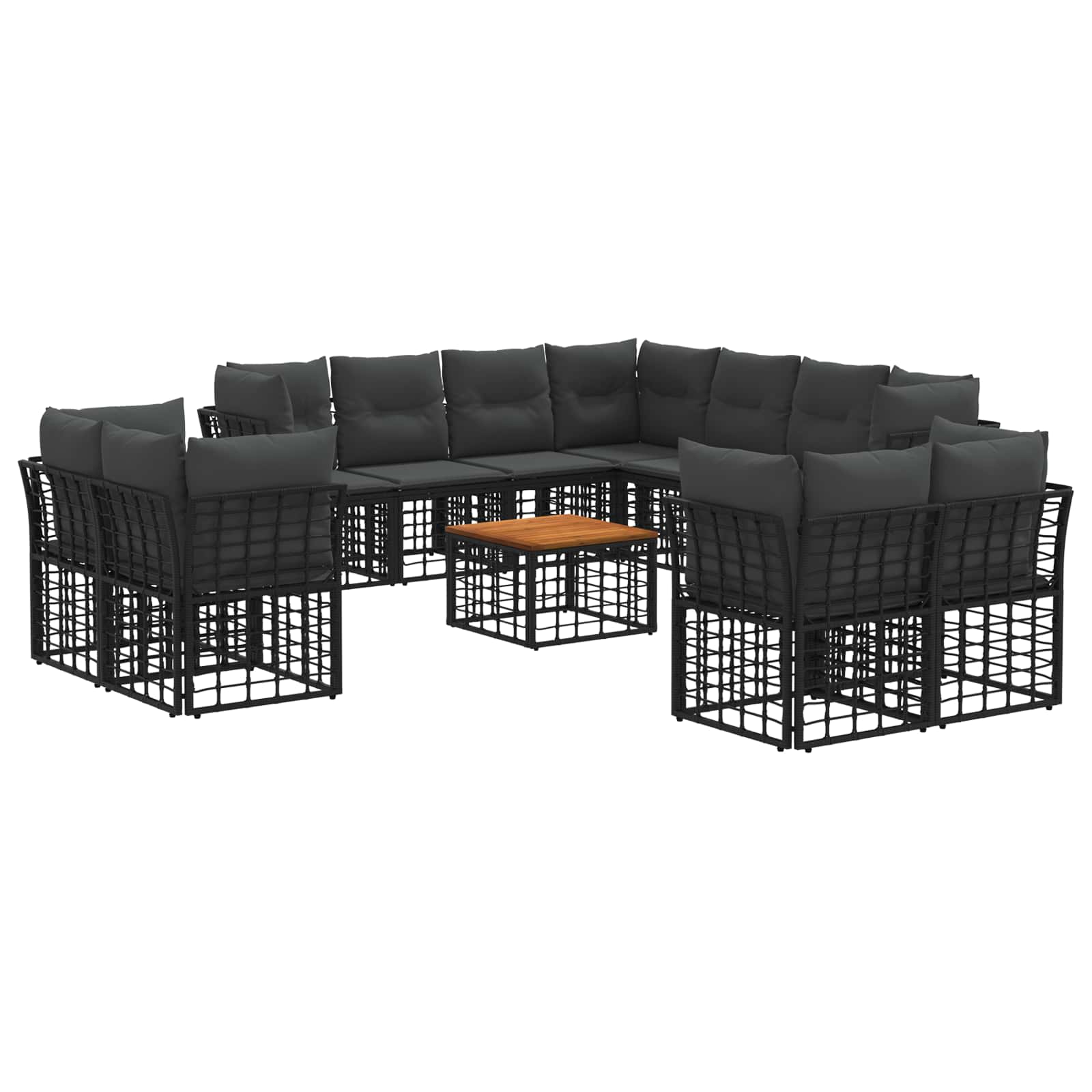 Buiten bankenset 12 pcs Zwart en Donkergrijs Polyester