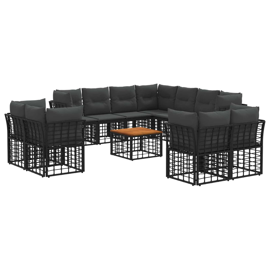 Buiten bankenset 12 pcs Zwart en Donkergrijs Polyester