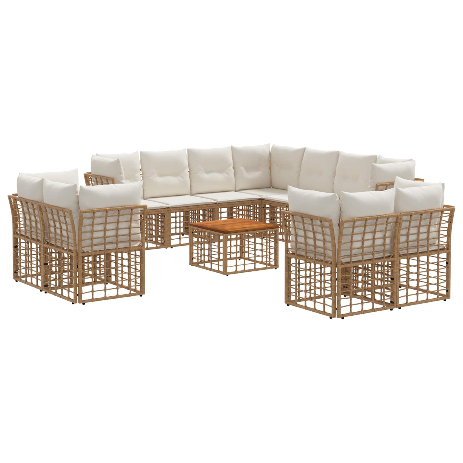 Buiten bankenset 12 pcs Natuurlijk en Crème Wit Polyester