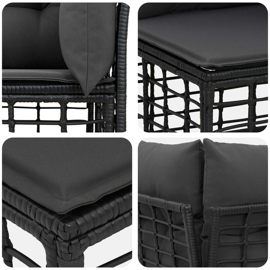 Buiten bankenset 12 pcs Zwart en Donkergrijs Polyester