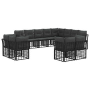 Tuinbankenset 12-delig zwart donkergrijs polyester