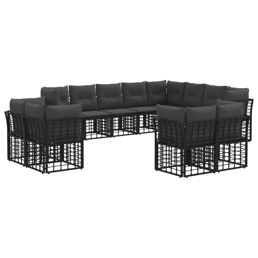 Buiten bankenset 12 pcs Zwart en Donkergrijs Polyester