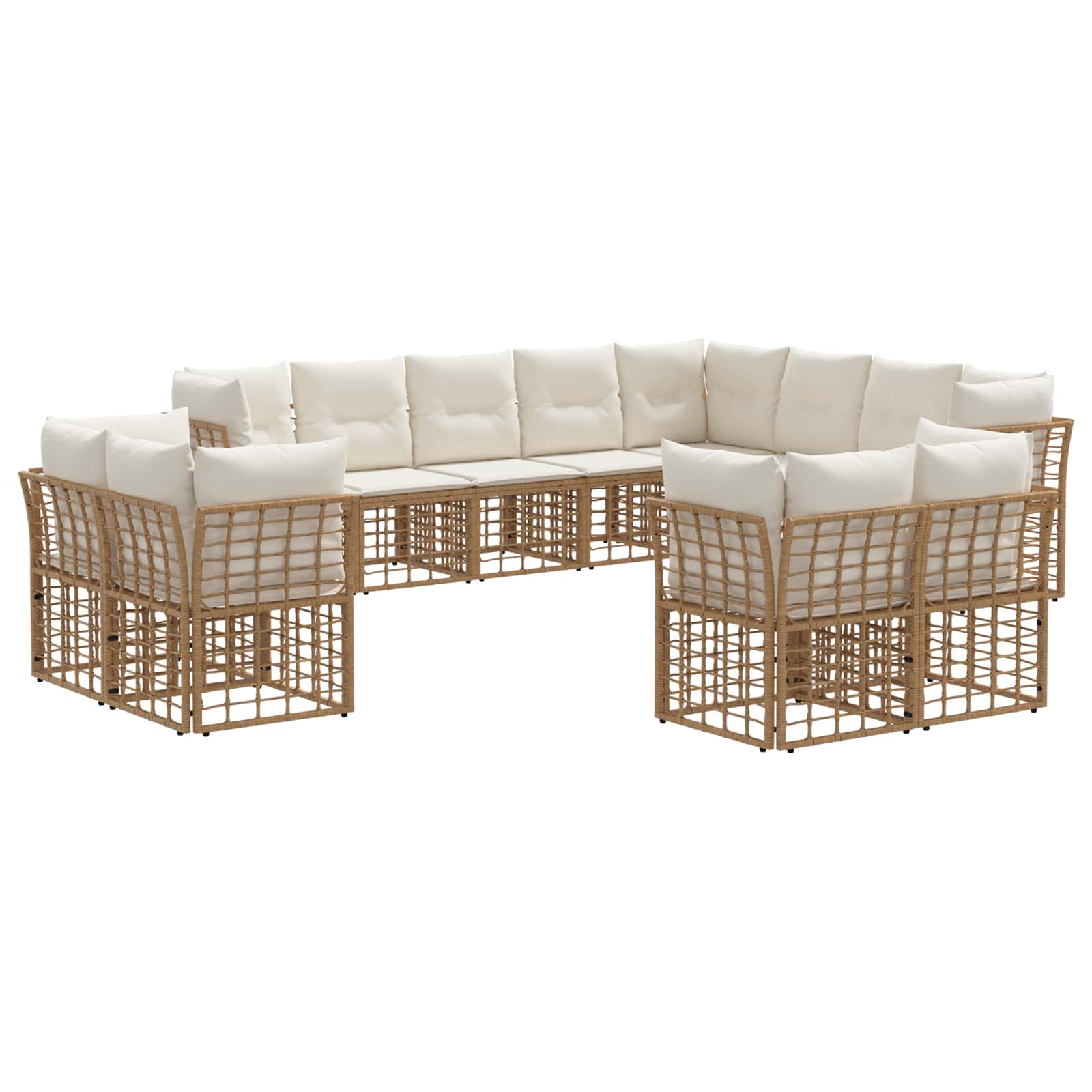 Buiten bankenset 12 pcs Natuurlijk en Crème Wit Polyester