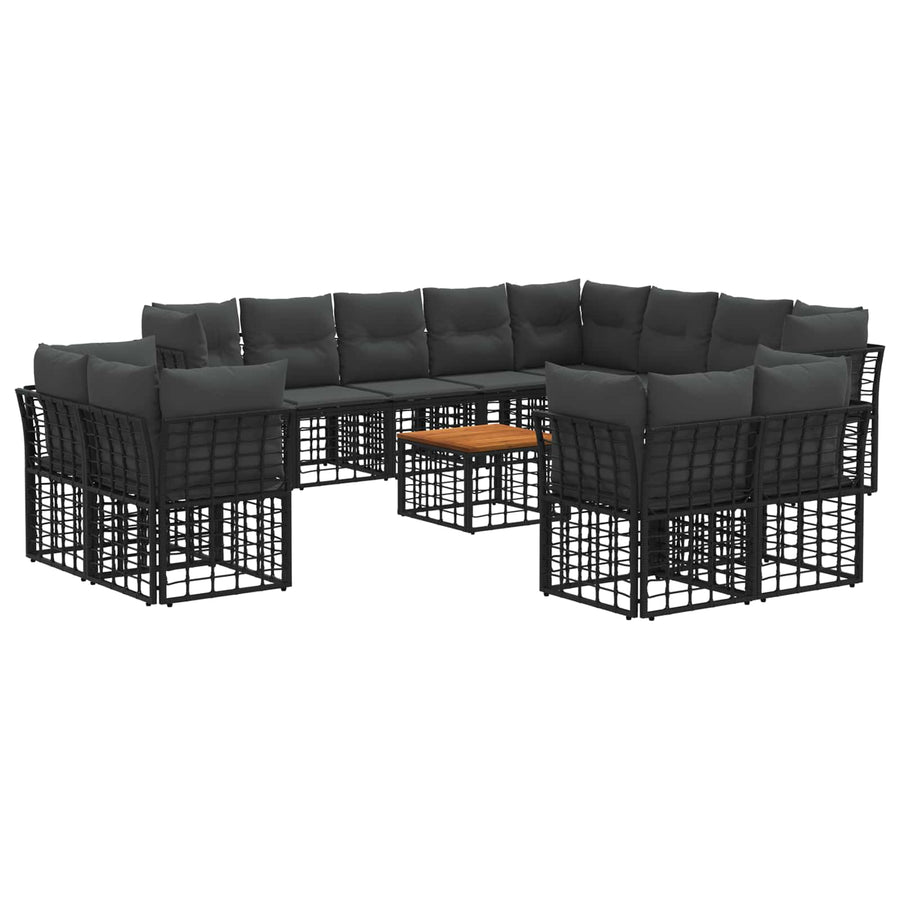 Buiten bankenset 13 pcs Zwart en Donkergrijs Polyester