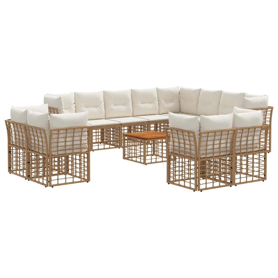 Buiten bankenset 13 pcs Natuurlijk en Crème Wit Polyester