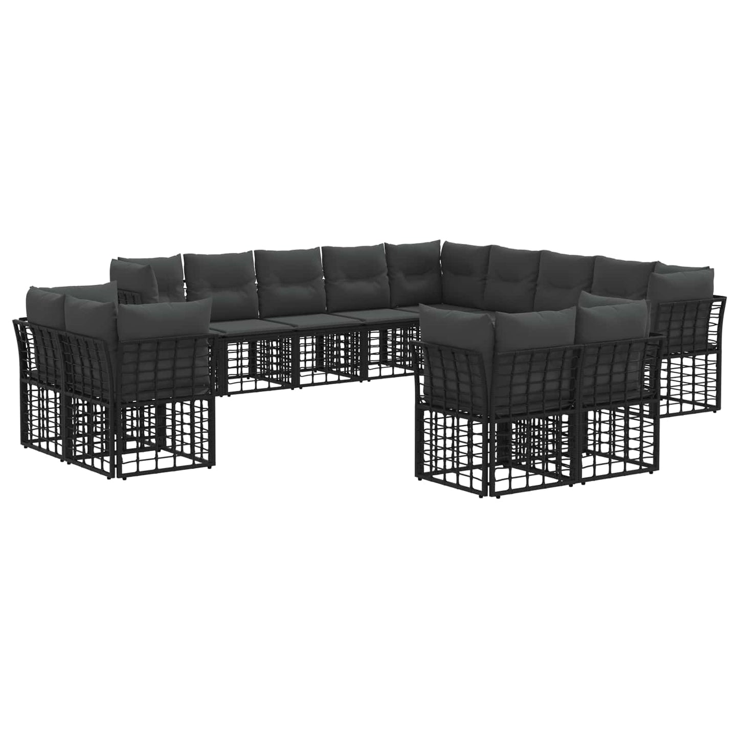 Buiten bankenset Zwart en Donkergrijs Polyester