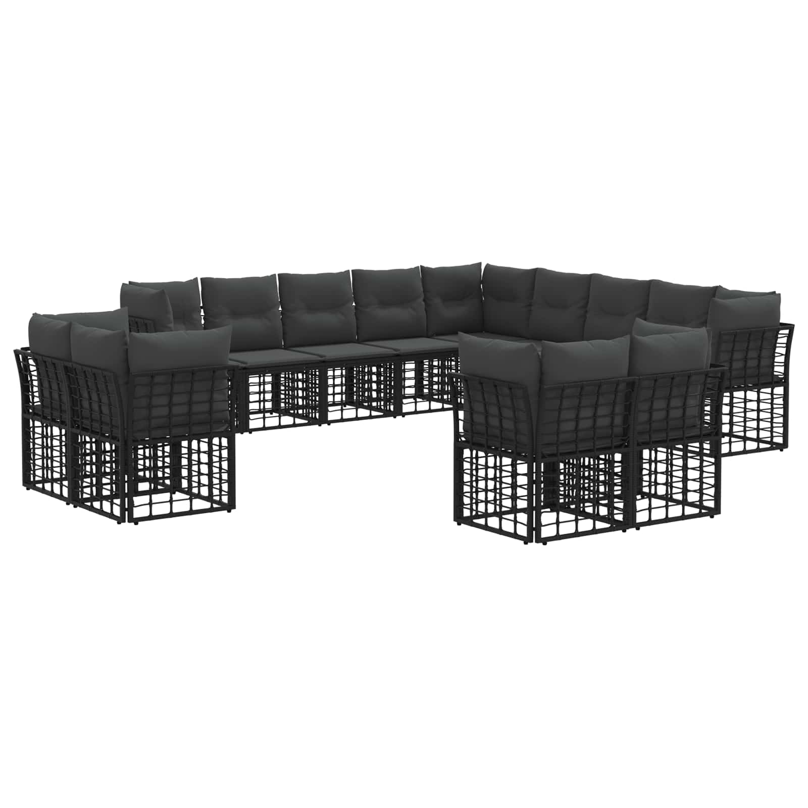 Buiten bankenset Zwart en Donkergrijs Polyester