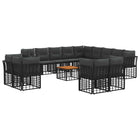 Modulaire bankenset 14-delig zwart donkergrijs polyrattan acaciahout