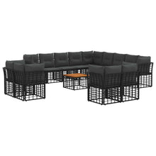 Buiten bankenset 14 pcs Zwart en Donkergrijs Polyester