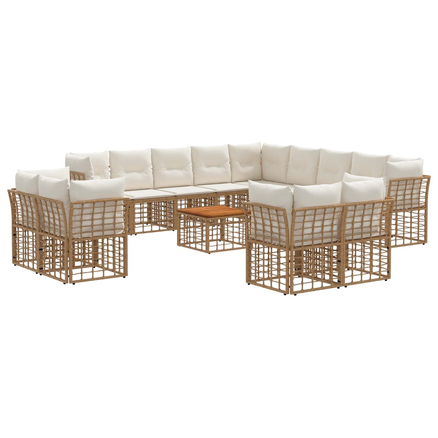 Buiten bankenset 14 pcs Natuurlijk en Crème Wit Polyester