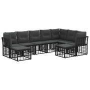 Tuinbankenset 9-delig poly rattan zwart donkergrijs