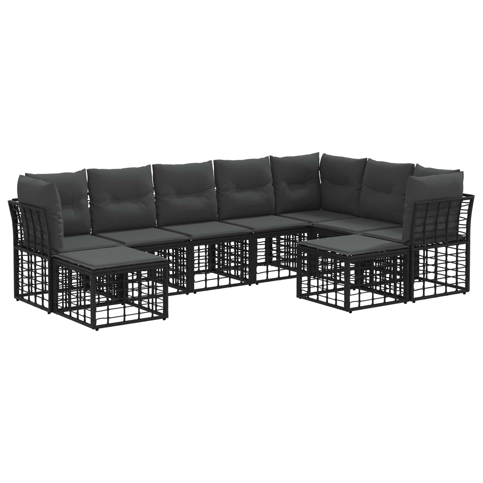 Buiten bankenset 9 pcs Zwart en Donkergrijs Polyester