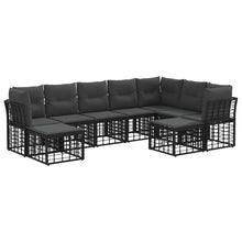 Buiten bankenset 9 pcs Zwart en Donkergrijs Polyester