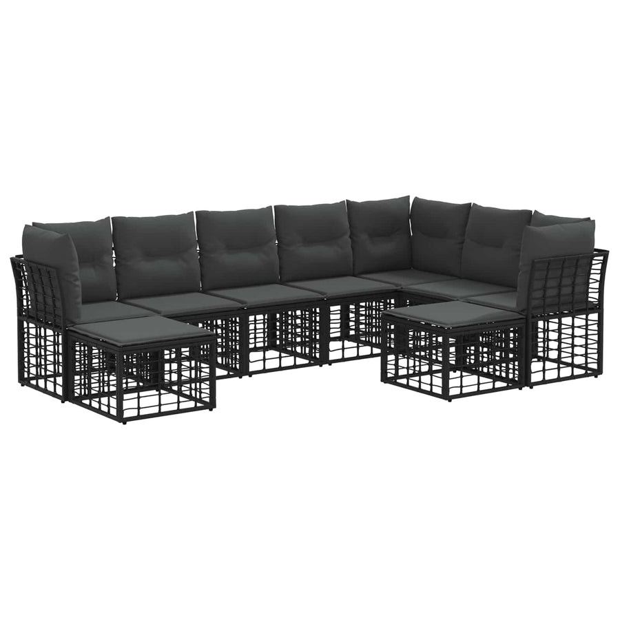 Buiten bankenset 9 pcs Zwart en Donkergrijs Polyester