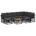 Tuinbankenset 10-delig zwart donkergrijs poly rattan