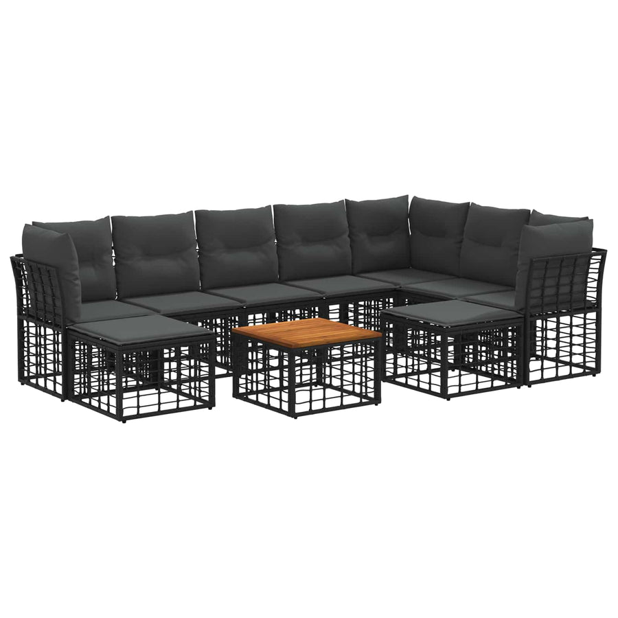 Buiten bankenset 10 pcs Zwart en Donkergrijs Polyester