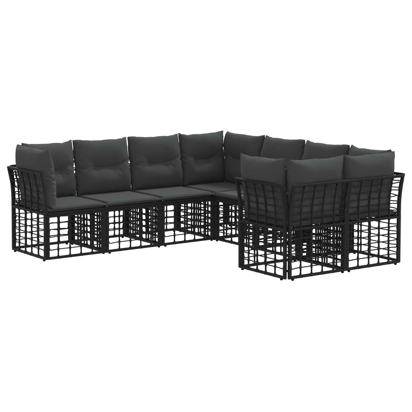 Buiten bankenset 8 pcs Zwart en Donkergrijs Polyester