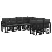 Modulaire bankenset 8 personen poly rattan zwart donkergrijs