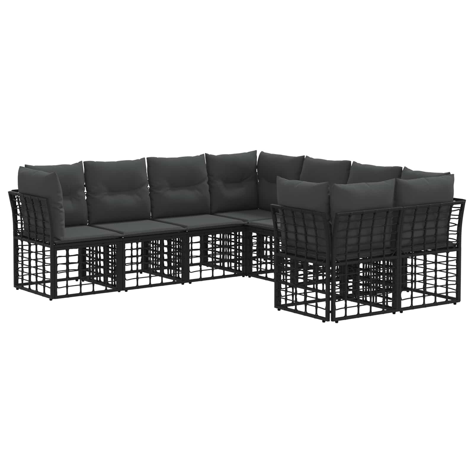 Buiten bankenset 8 pcs Zwart en Donkergrijs Polyester