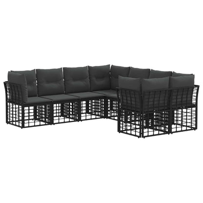 Buiten bankenset 8 pcs Zwart en Donkergrijs Polyester
