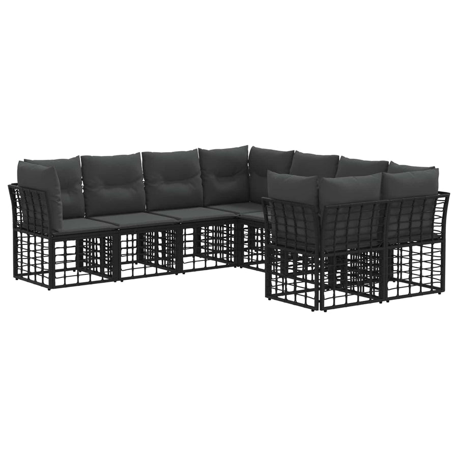 Buiten bankenset 8 pcs Zwart en Donkergrijs Polyester