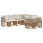 Outdoor Sofa Set 8 pcs Natural and Cream White Polyester