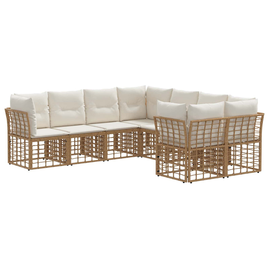 Buiten bankenset 8 pcs Natuurlijk en Crème Wit Polyester