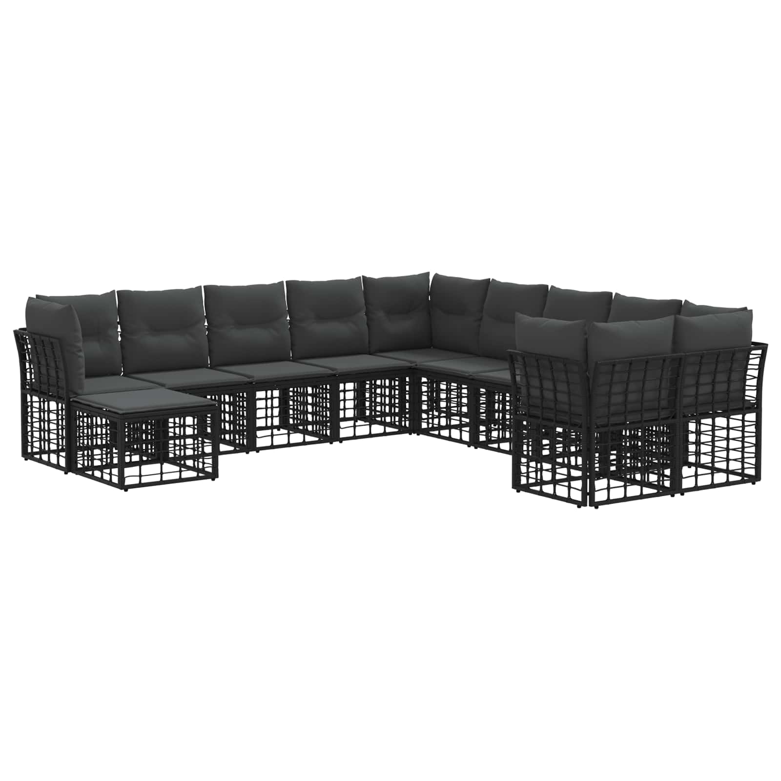 Buiten bankenset 11 pcs Zwart en Donkergrijs Polyester