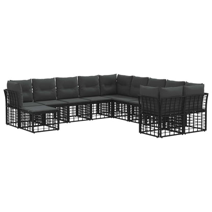 Buiten bankenset 11 pcs Zwart en Donkergrijs Polyester