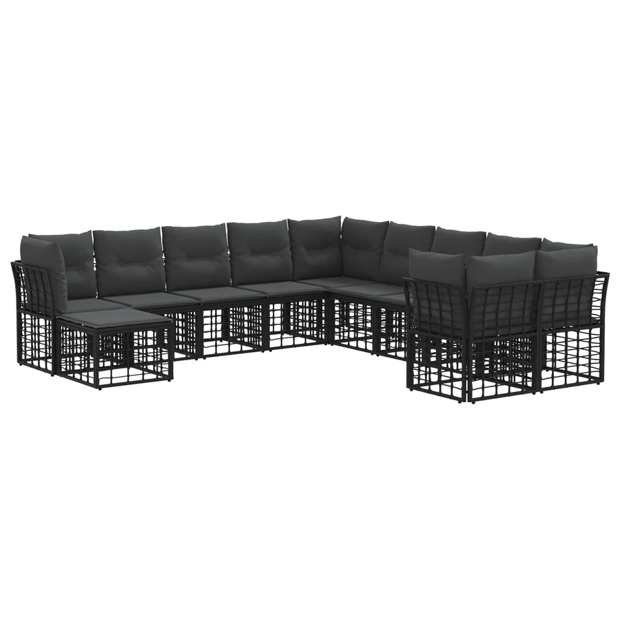 Buiten bankenset 11 pcs Zwart en Donkergrijs Polyester