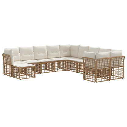 Buiten bankenset 11 pcs Natuurlijk en Crème Wit Polyester