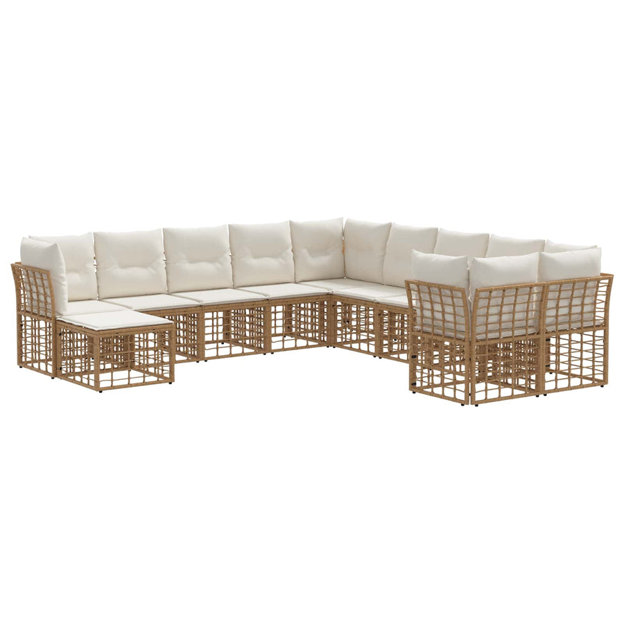Buiten bankenset 11 pcs Natuurlijk en Crème Wit Polyester