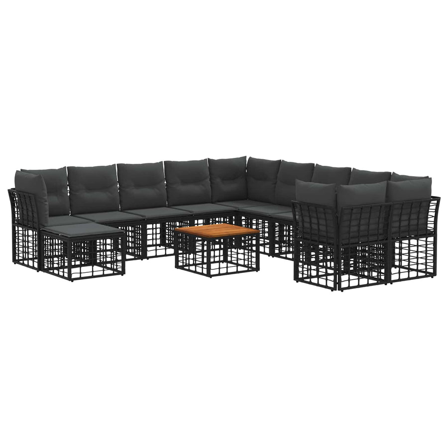 Buiten bankenset 12 pcs Zwart en Donkergrijs Polyester