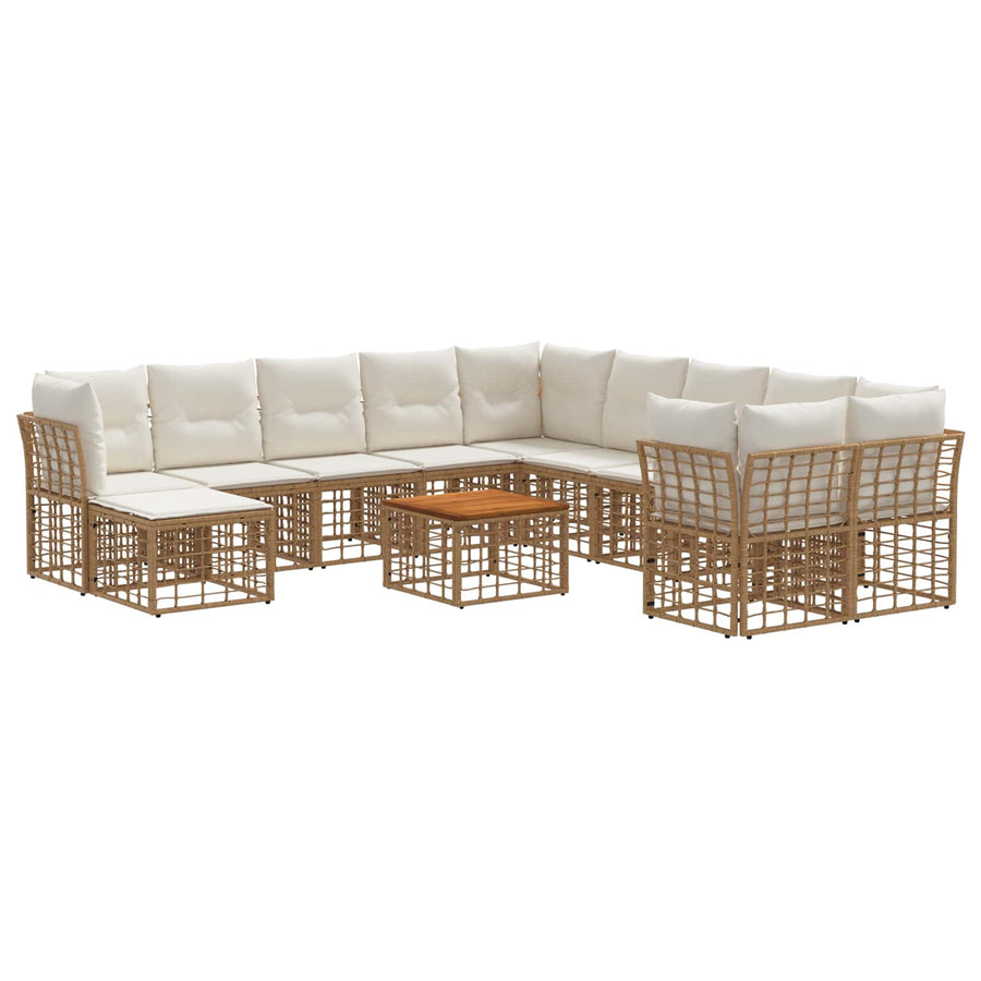 Buiten bankenset 12 pcs Natuurlijk en Crème Wit Polyester
