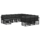Outdoor Sofa Set 12 pcs Black and Dark Grey Polyester