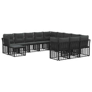 Tuinbankenset 12-delig zwart donkergrijs polyester