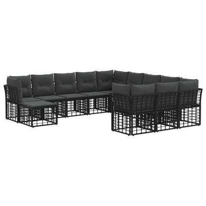 Buiten bankenset 12 pcs Zwart en Donkergrijs Polyester