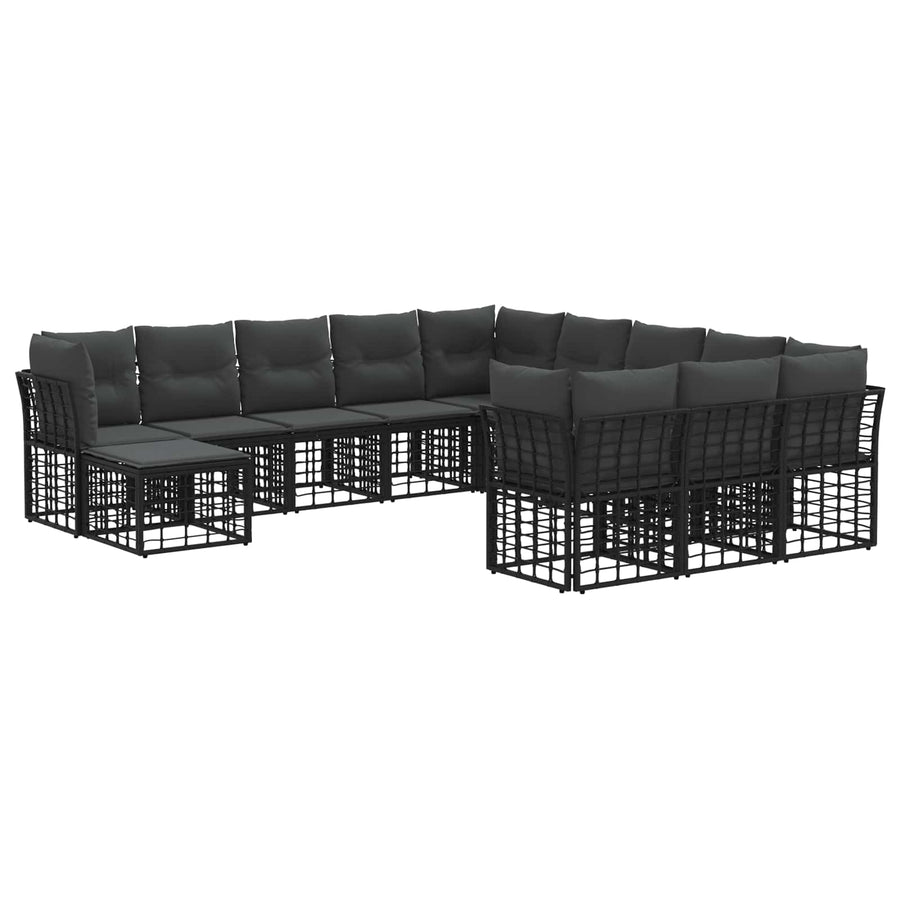 Buiten bankenset 12 pcs Zwart en Donkergrijs Polyester