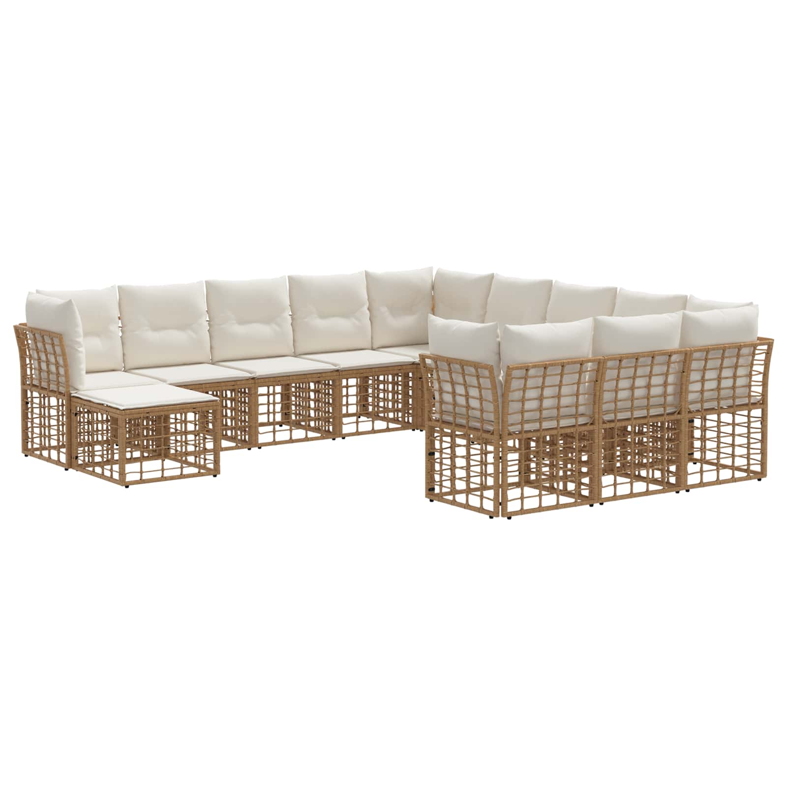 Buiten bankenset 12 pcs Natuurlijk en Crème Wit Polyester