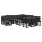 Tuinset 13-delig zwart donkergrijs poly rattan