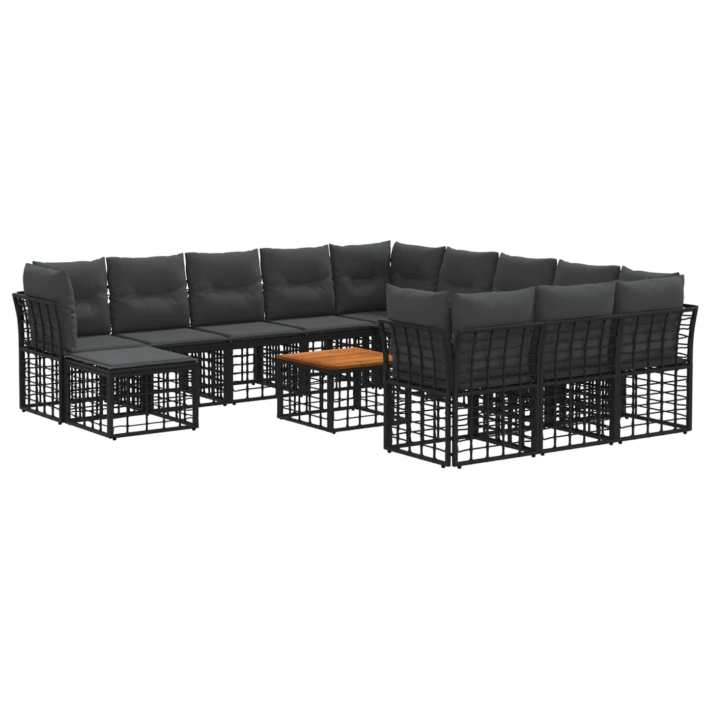 Buiten bankenset 13 pcs Zwart en Donkergrijs Polyester