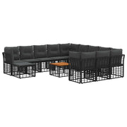 Tuinset 13-delig zwart donkergrijs poly rattan