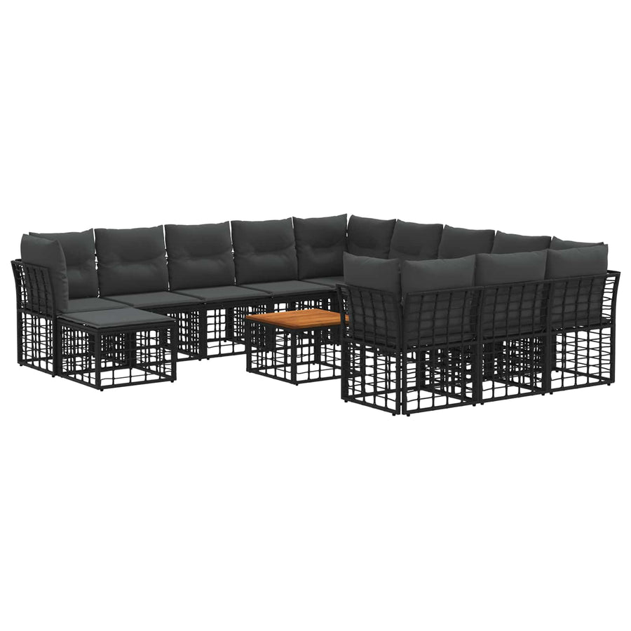 Buiten bankenset 13 pcs Zwart en Donkergrijs Polyester