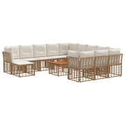 Loungeset 13-delig poly rattan natuurlijk crème wit