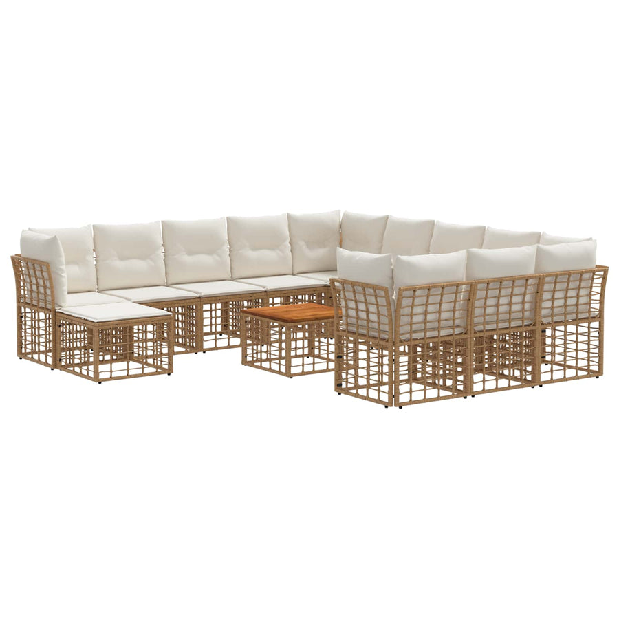 Buiten bankenset 13 pcs Natuurlijk en Crème Wit Polyester