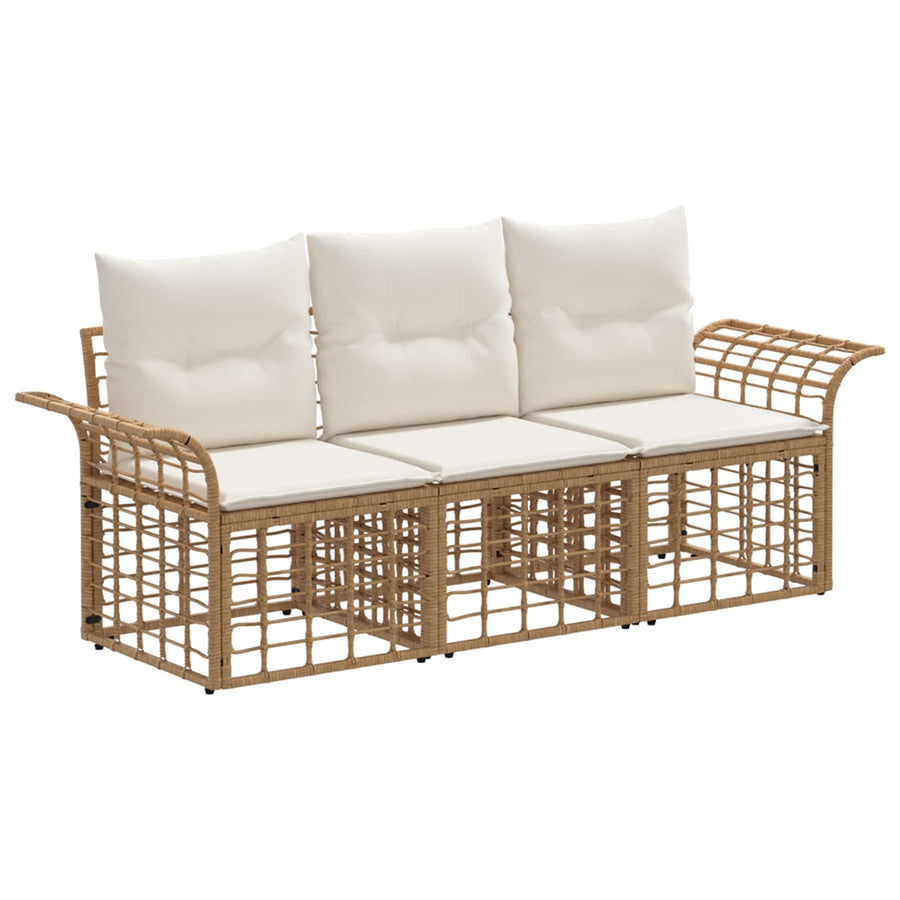 Buiten bankenset 3 pcs Natuurlijk en Crème Wit Polyester