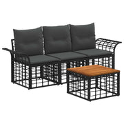 Tuinset 4-delig zwart donkergrijs polyester