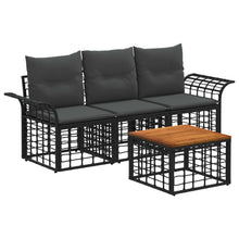 Buiten bankenset 4 pcs Zwart en Donkergrijs Polyester