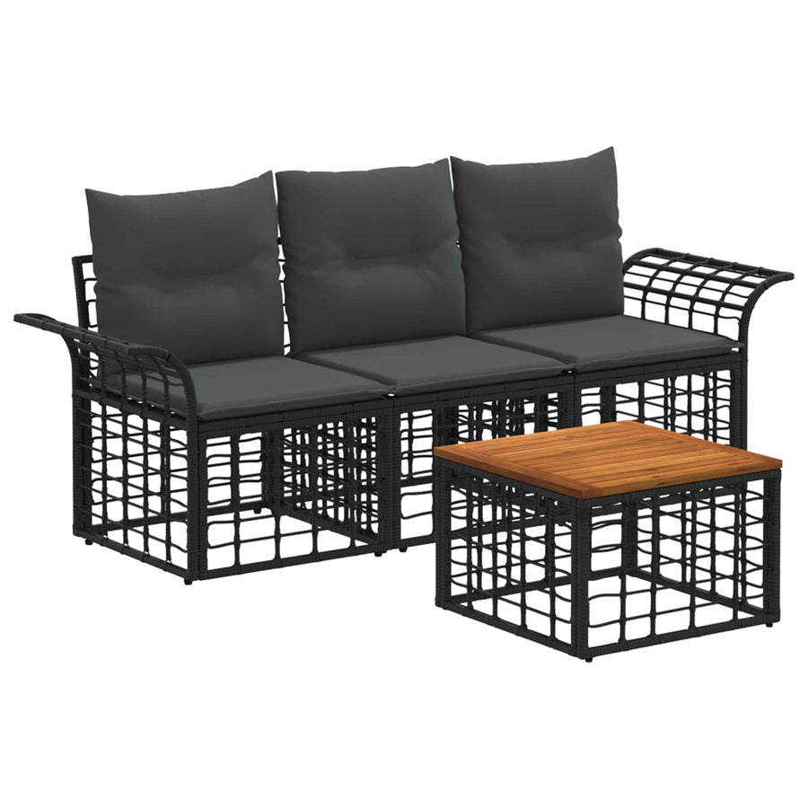 Buiten bankenset 4 pcs Zwart en Donkergrijs Polyester
